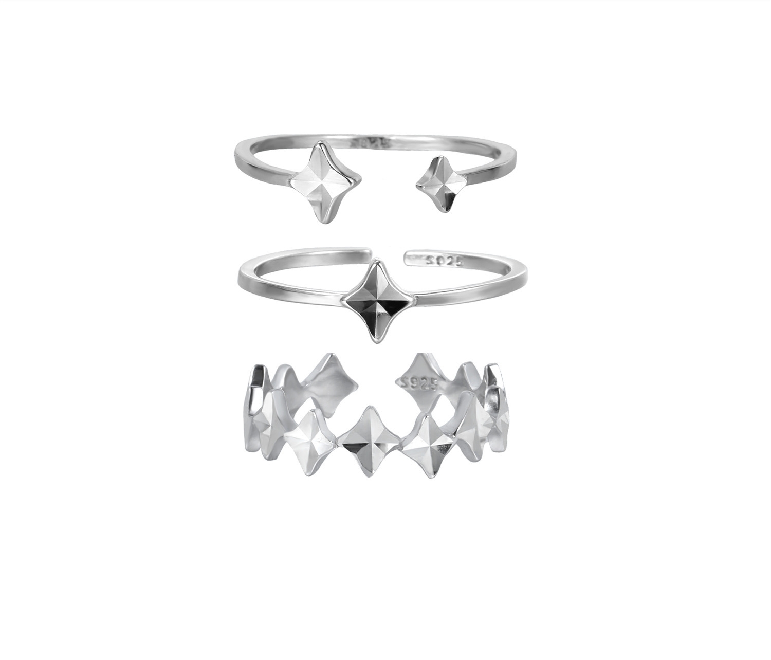 Dainty sterling silver ring stack by Jentle Jewelry
