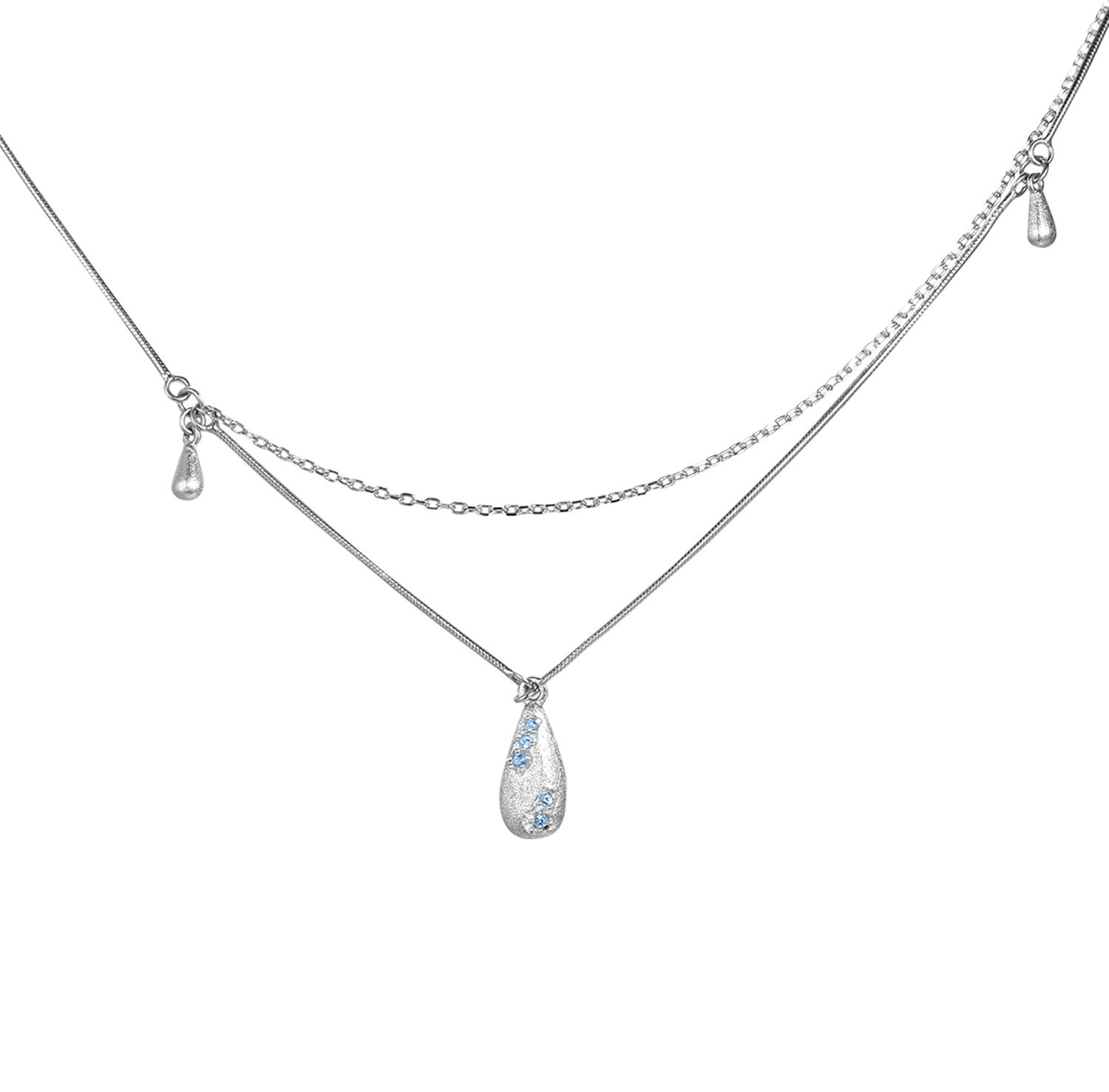 Dainty Water Drop Sterling Silver Necklace by Jentle Jewelry