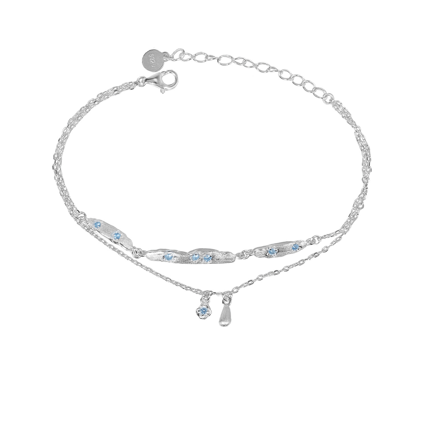 Daninty Layered Sterling Silver Water Drop Bracelet by Jentle Jewelry