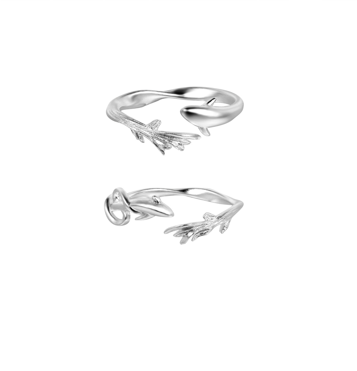 Sterling silver fish couple ring set by Jentle Jewelry