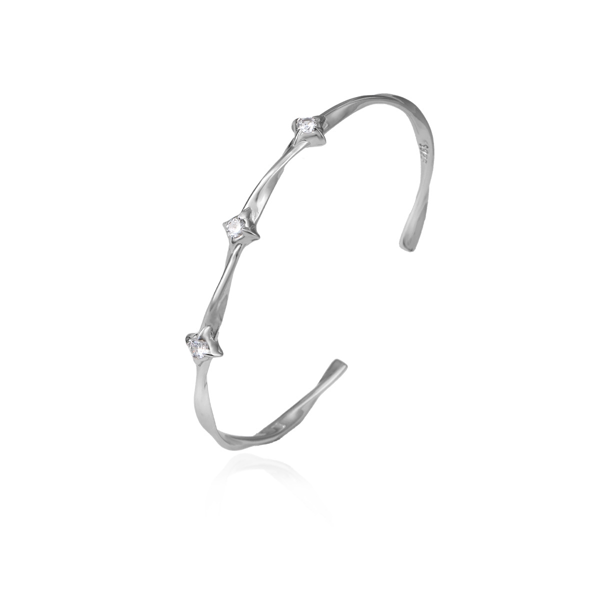 925 Sterling Silver Star Bangle | Jentle Jewelry
