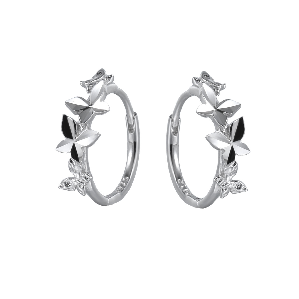 925 Sterling Silver Butterfly Ear Hoops | Jentle Jewelry