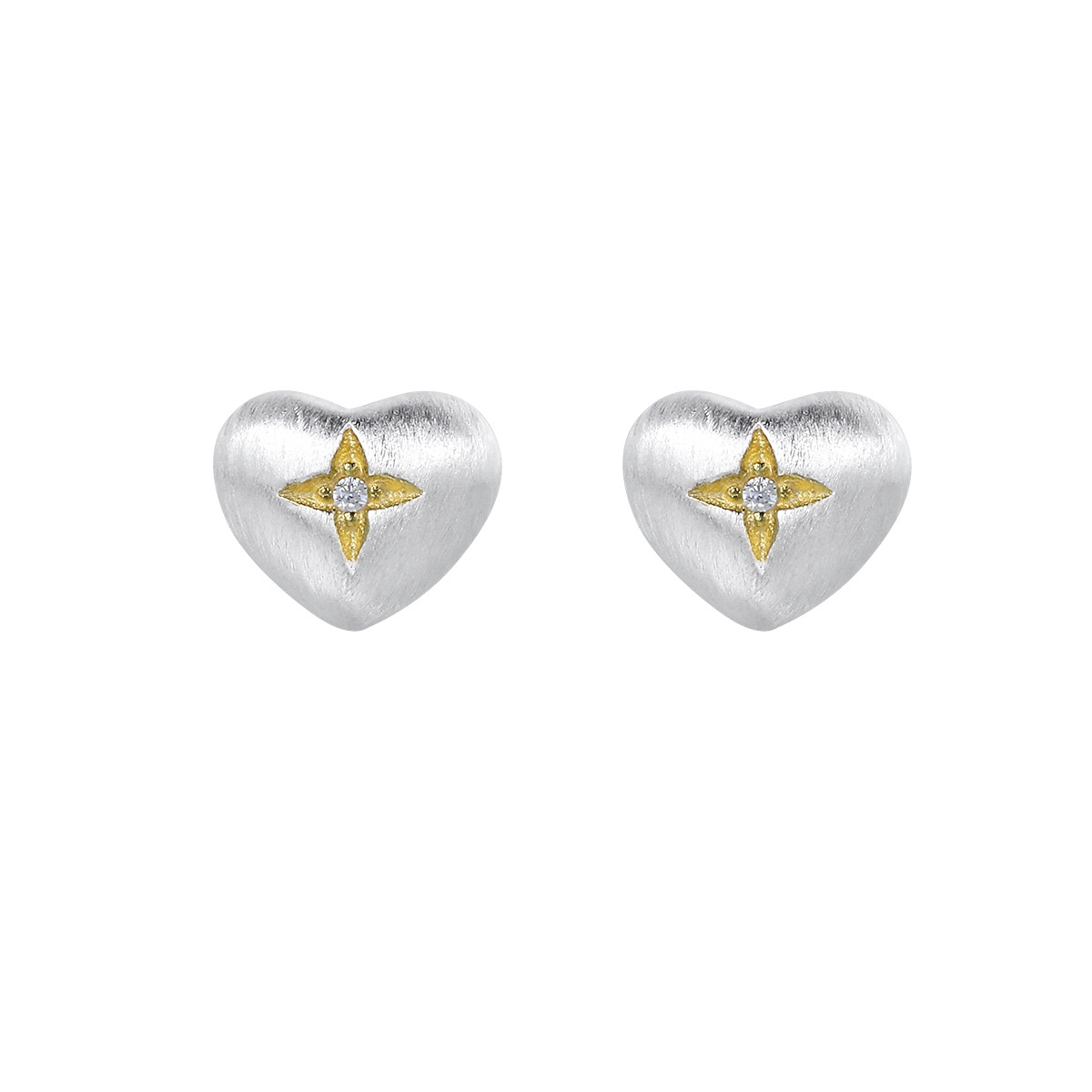 Silver Heart Gold Star Earrings | Jentle Jewelry