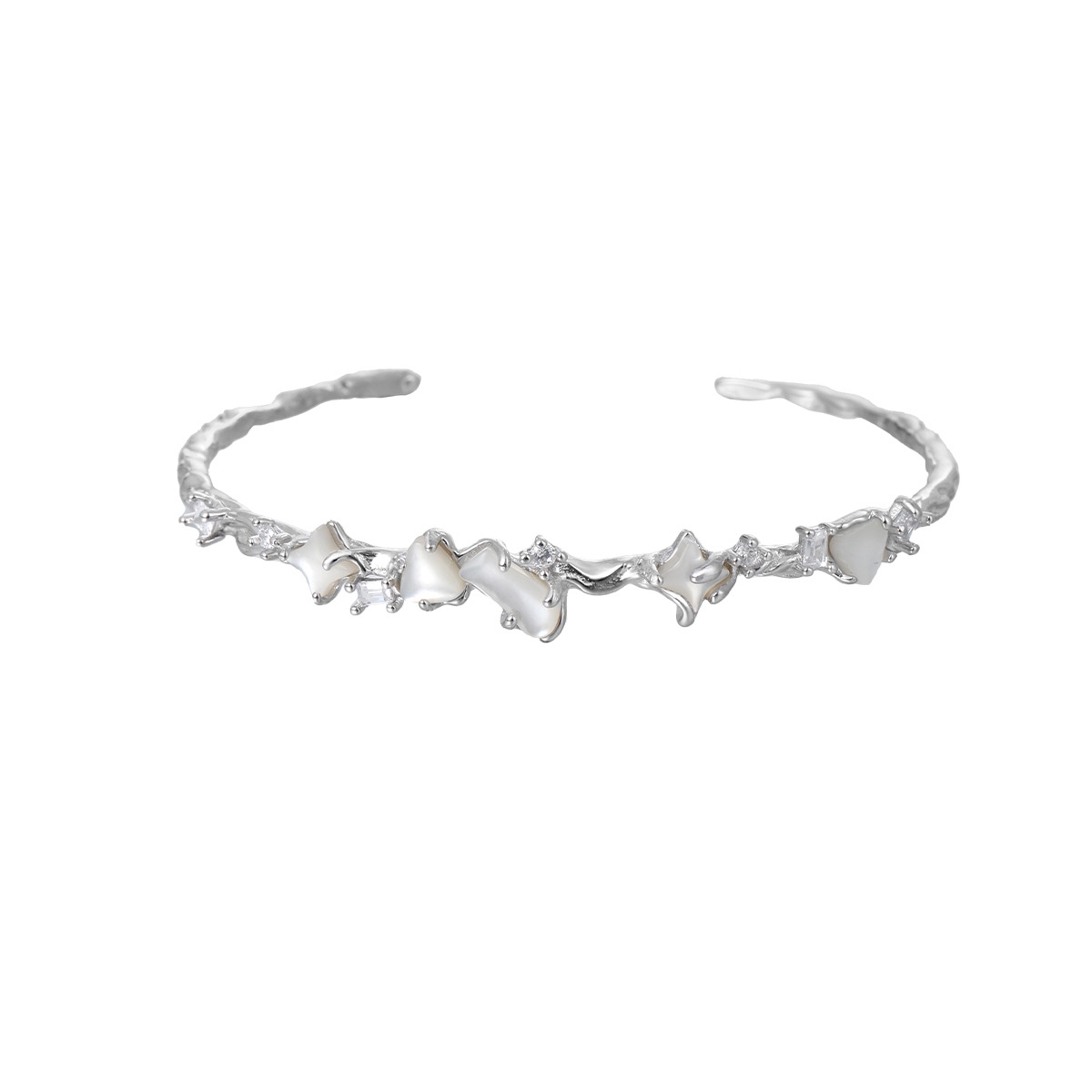 Sterling Silver Pearl Bangle | Jentle Jewelry