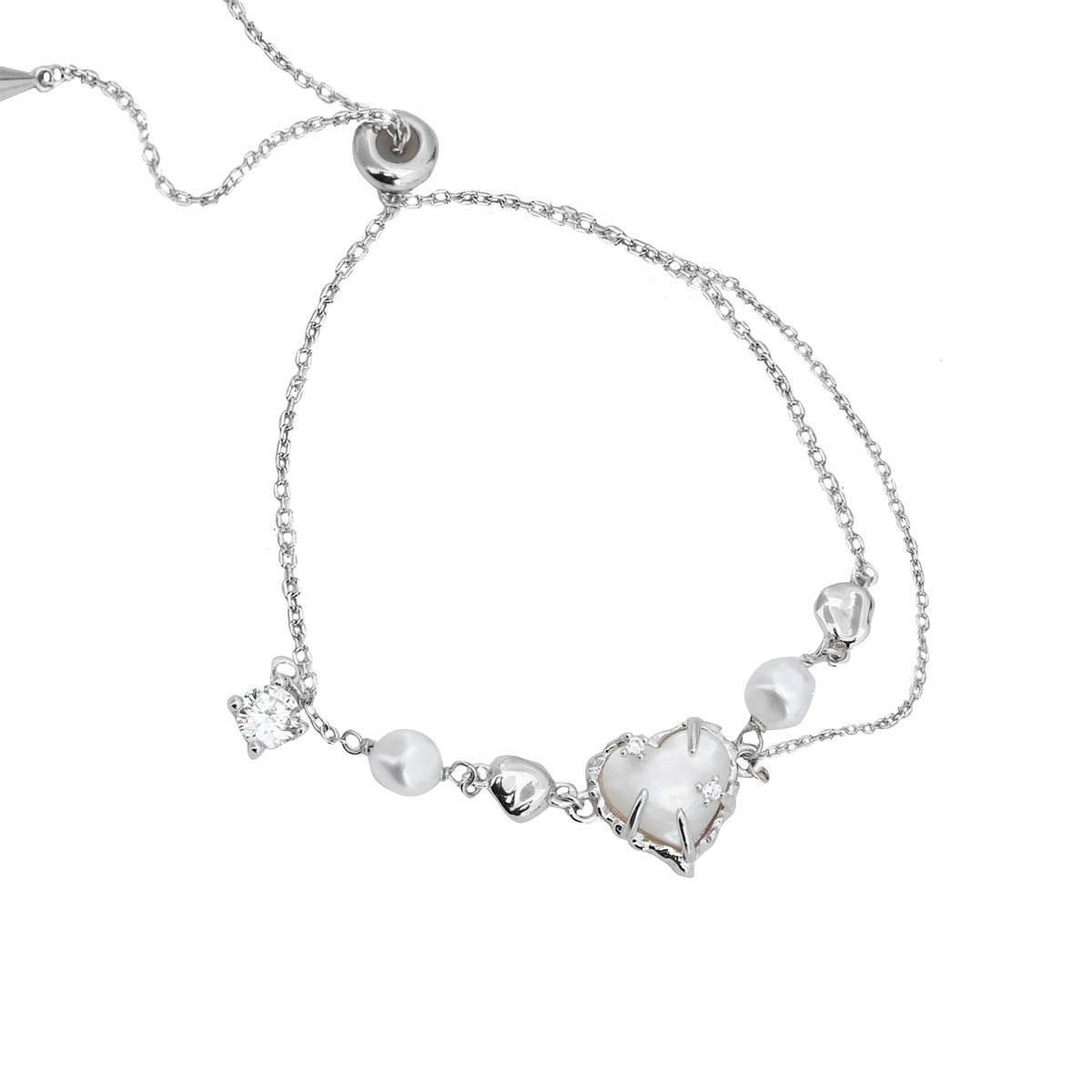 Heart Pearl Silver Bracelet | Jentle Jewelry