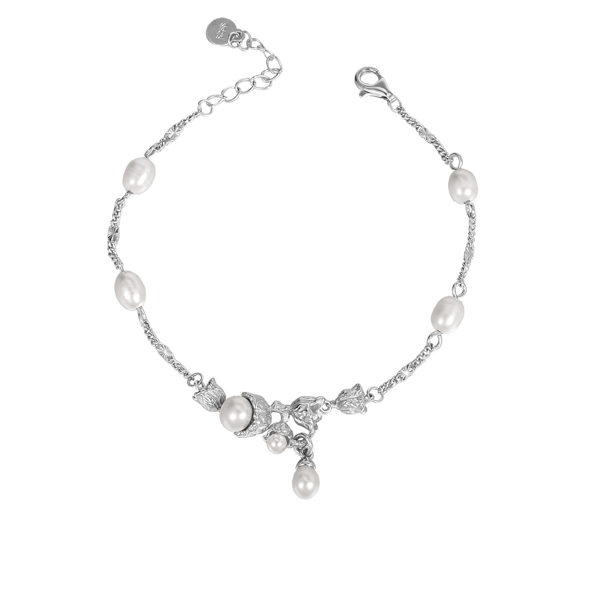 Silver Pearl Flower Bracelet | Jentle Jewelry