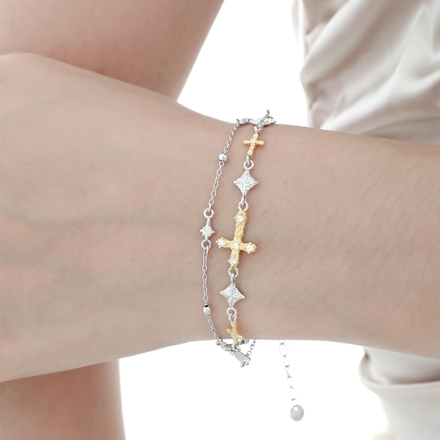 18K Gold Cross Silver Bracelet | Jentle Jewelry