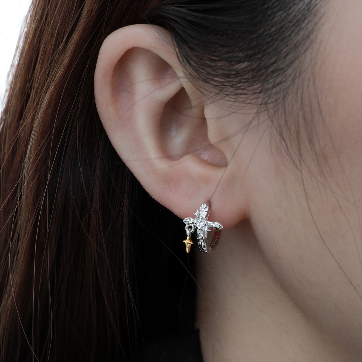 Sterling Silver Cross Ear Hoops | Jentle Jewelry