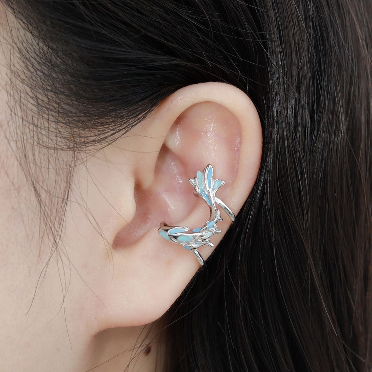 Lightweight Sterling Silver Fish Ear Cuff For Everyday Use | Jentle Jewelry