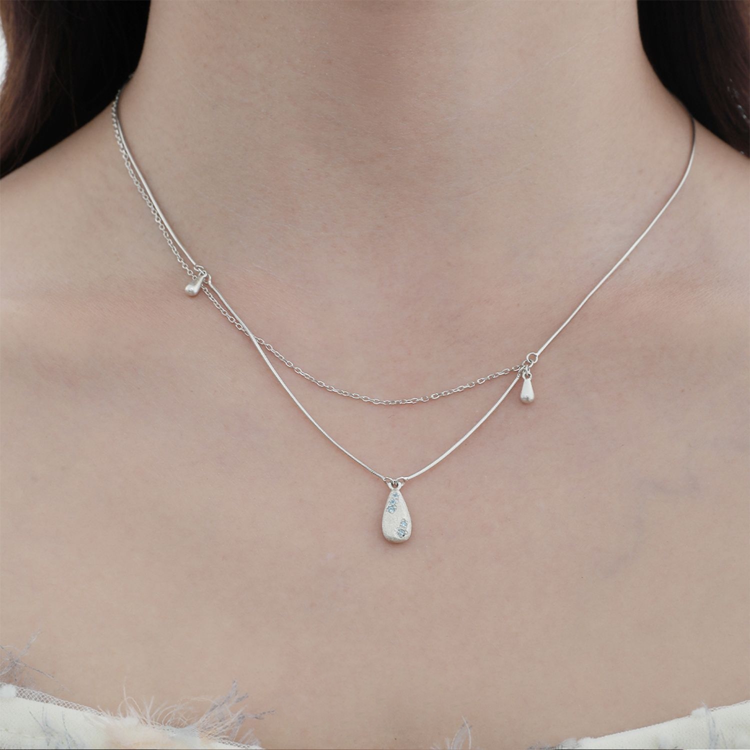 Dainty Water Drop Sterling Silver Necklace by Jentle Jewelry
