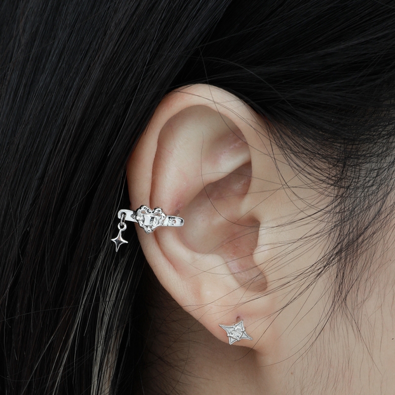 925 Sterling Silver Heart Ear Clip | Jentle Jewelry