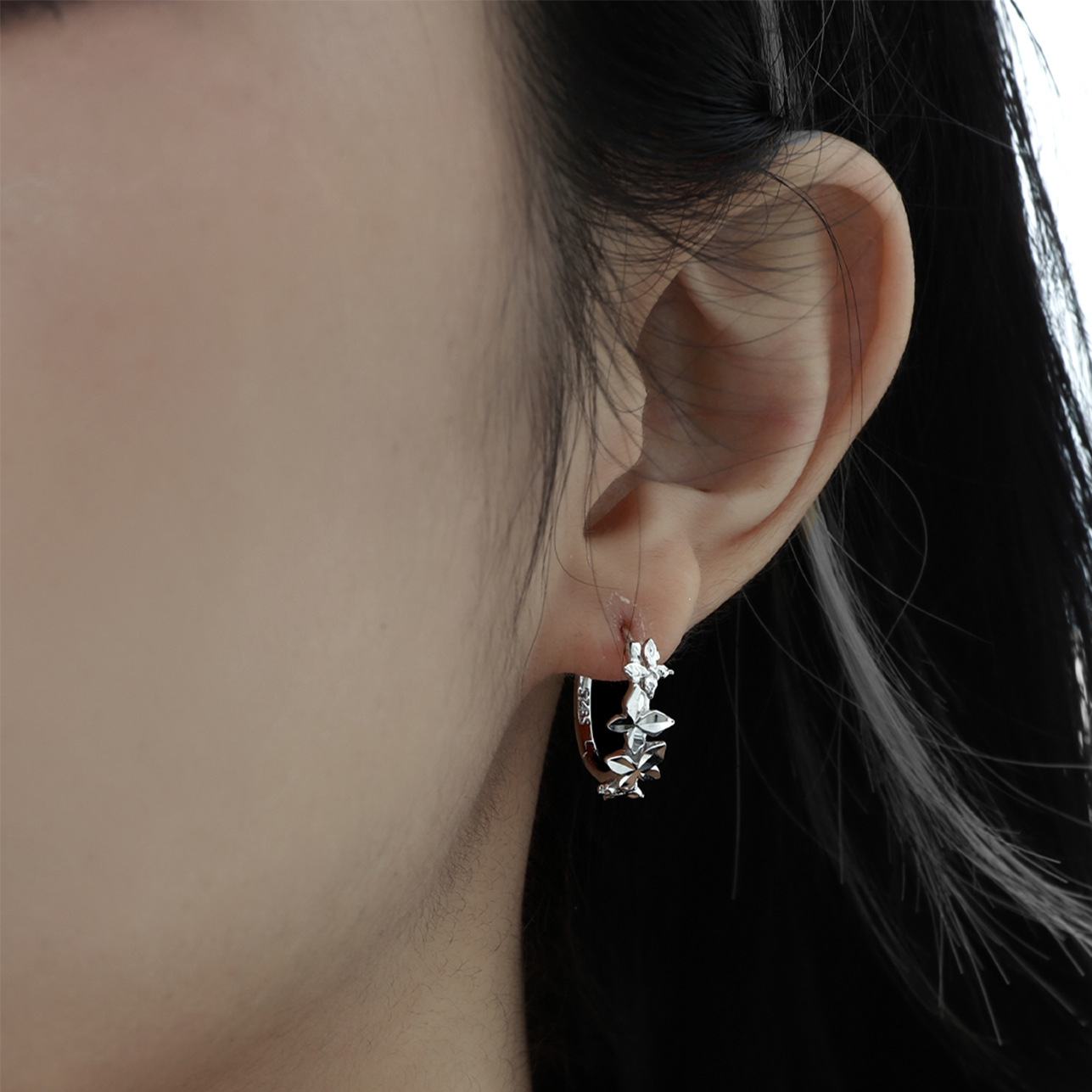 925 Sterling Silver Butterfly Ear Hoops | Jentle Jewelry