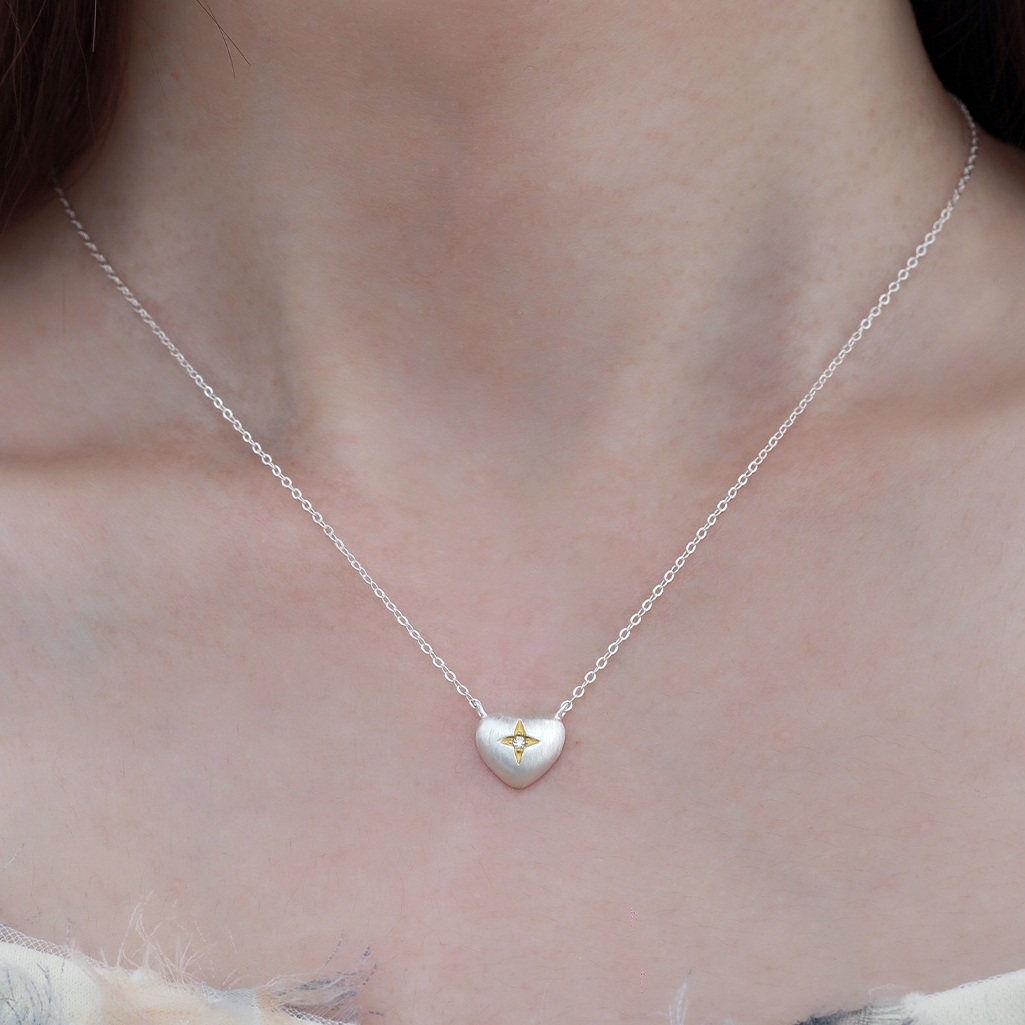 Sterling Silver Heart Star Necklace | Jentle Jewelry