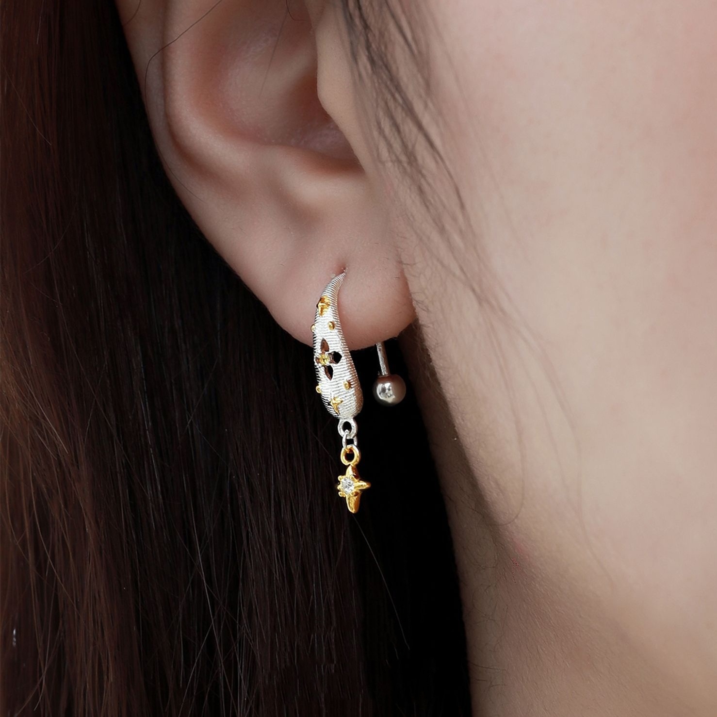 Star Silver Gold Earrings | Jentle Jewelry