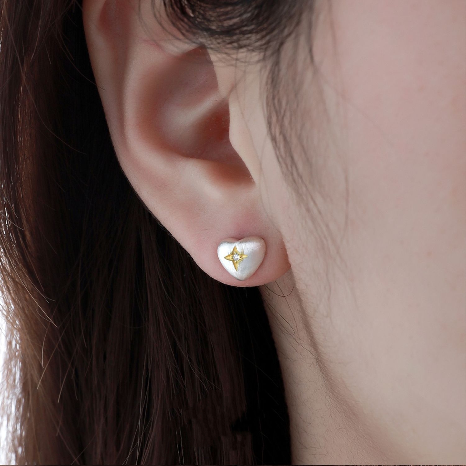 Silver Heart Gold Star Earrings | Jentle Jewelry