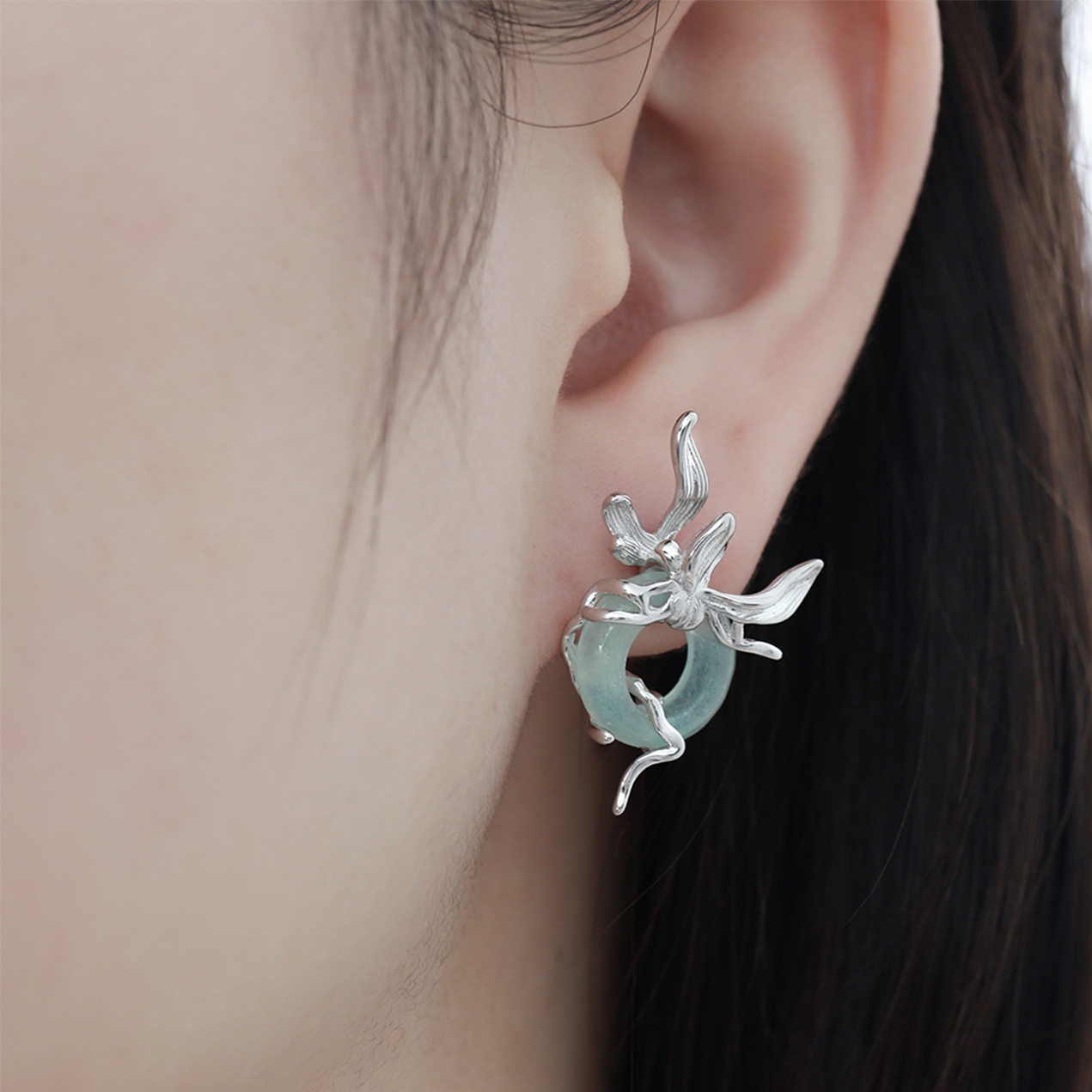 Sterling Silver Jade Earrings | Jentle Jewelry
