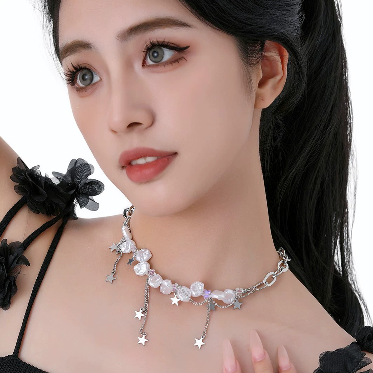 Star Pearl Silver Necklace | Jentle Jewelry