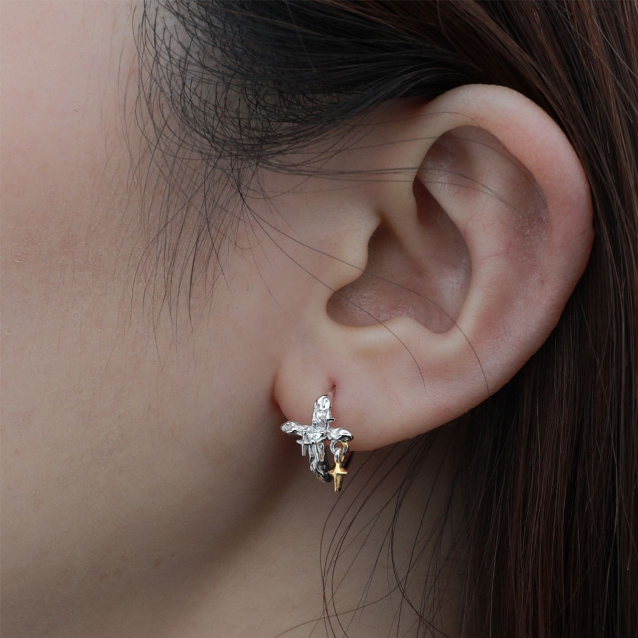 Sterling Silver Cross Ear Hoops | Jentle Jewelry