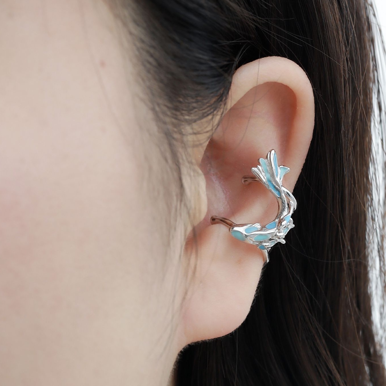 Lightweight Sterling Silver Fish Ear Cuff For Everyday Use | Jentle Jewelry