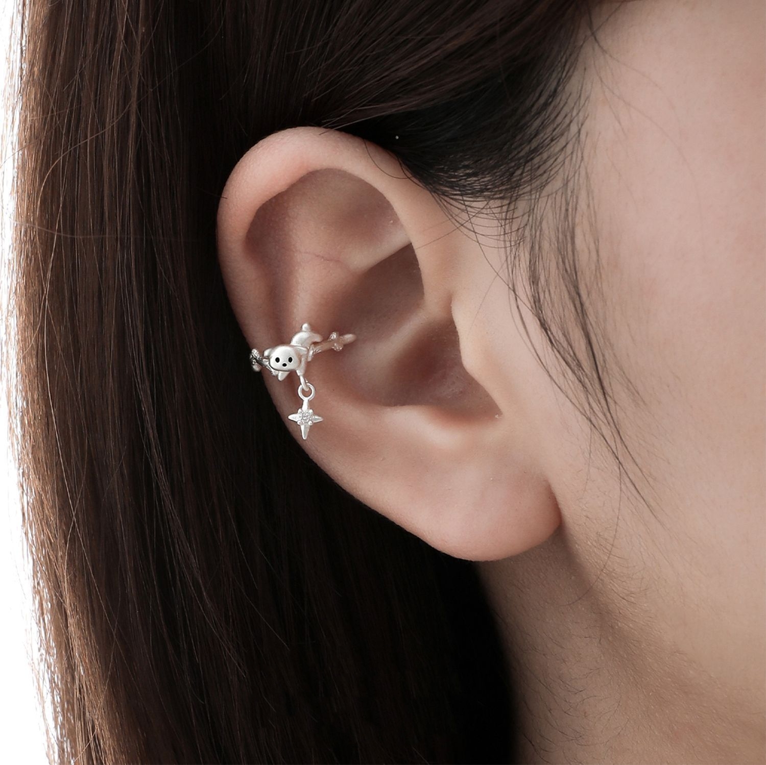 Lightweight Sterling Silver Puppy Ear Cuff For Everyday Use | Jentle Jewelry