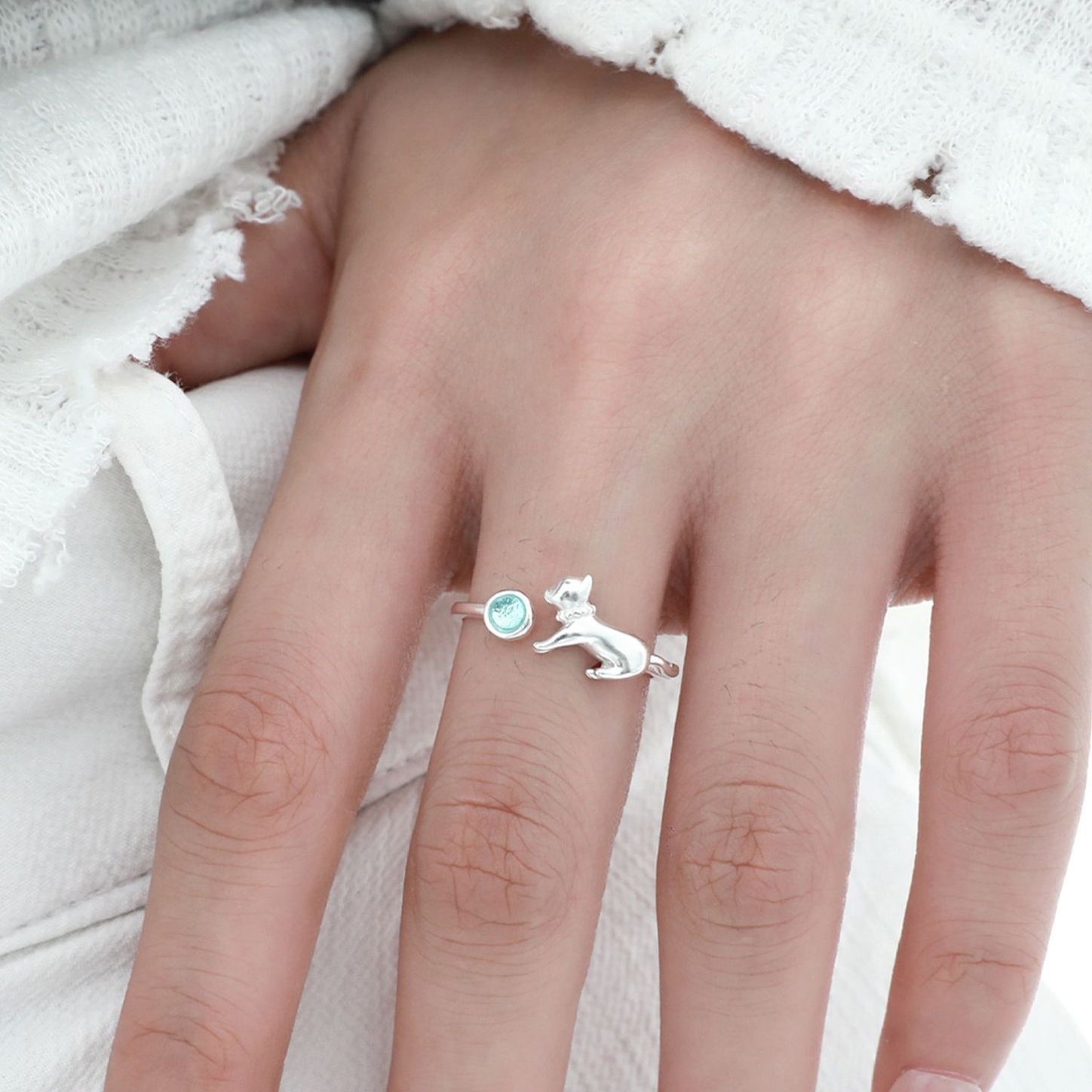 Minimalist Sterling Silver Blue Ring For Everyday Wear | Jentle Jewelry