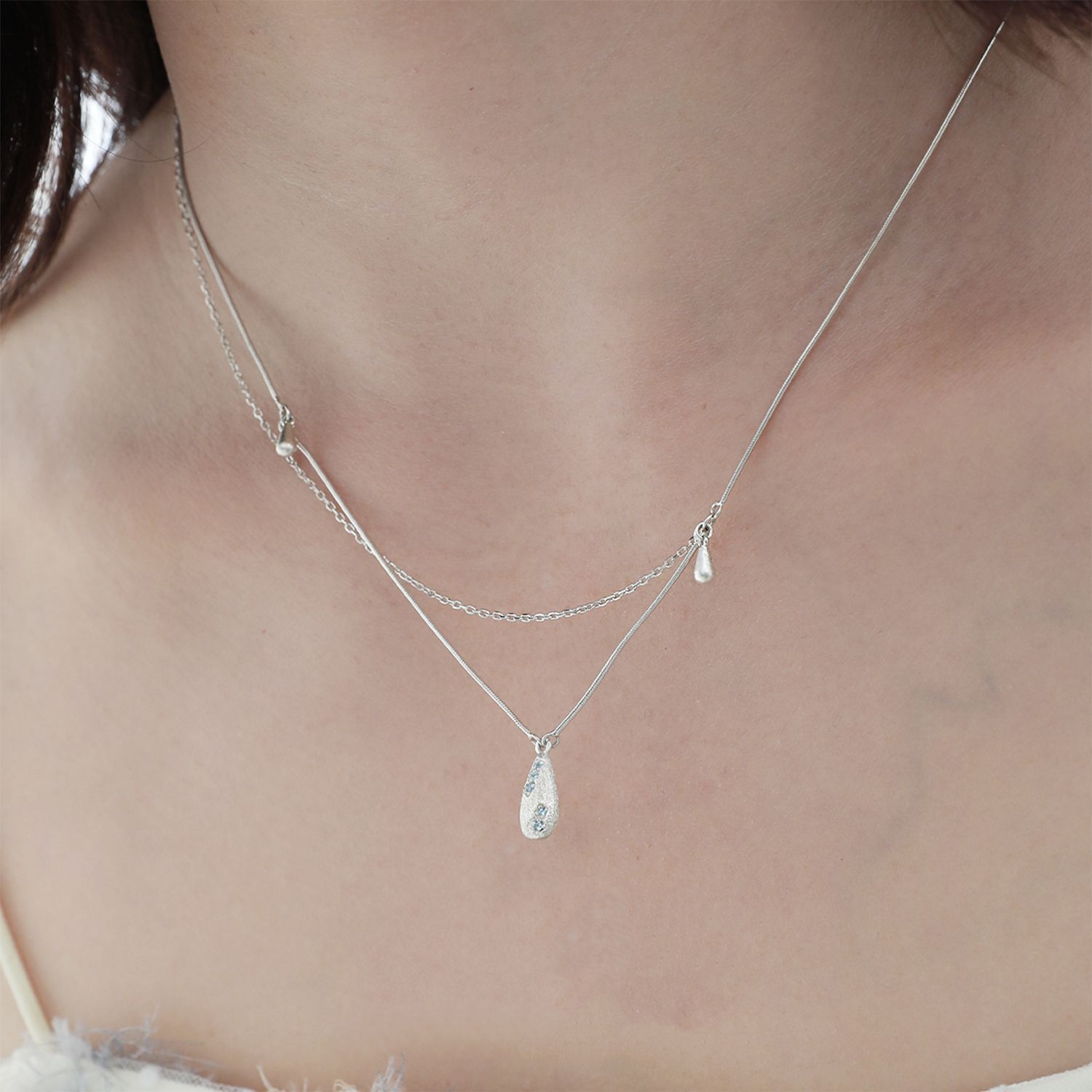Dainty Water Drop Sterling Silver Necklace by Jentle Jewelry