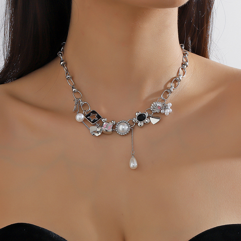 Silver Charm Statement Necklace | Jentle Jewelry