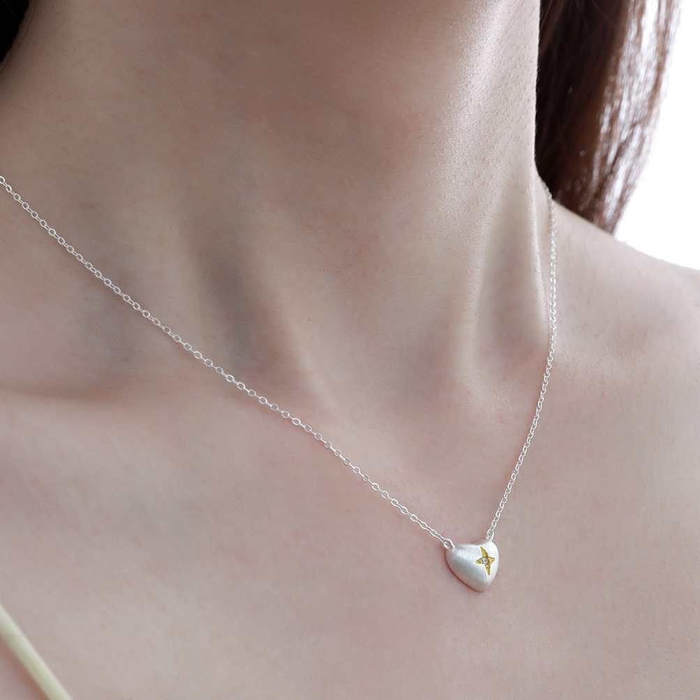 Sterling Silver Heart Star Necklace | Jentle Jewelry