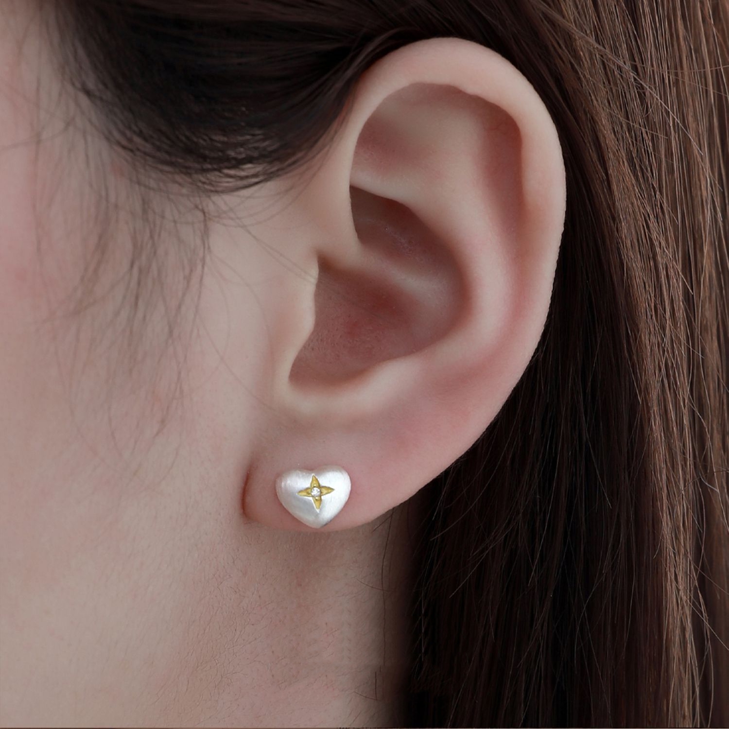 Silver Heart Gold Star Earrings | Jentle Jewelry