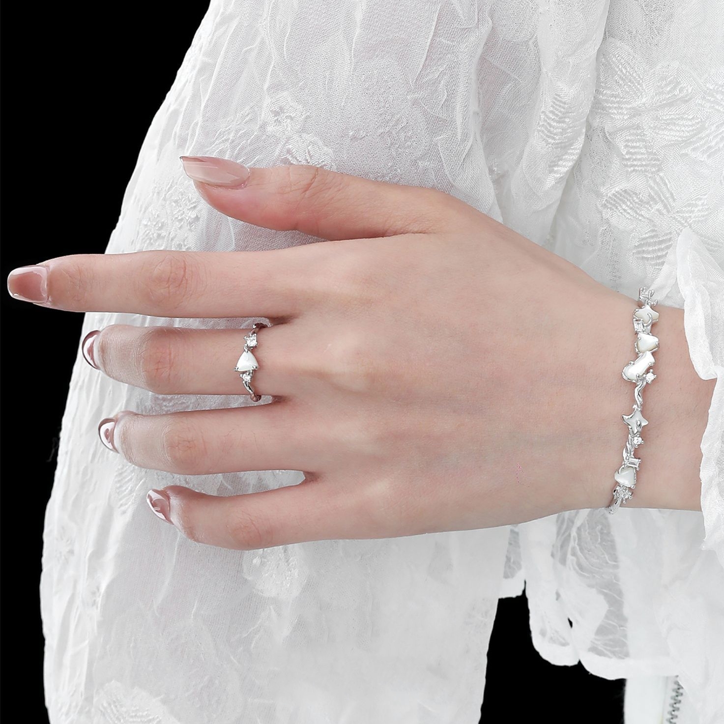 Sterling Silver Pearl Bangle | Jentle Jewelry