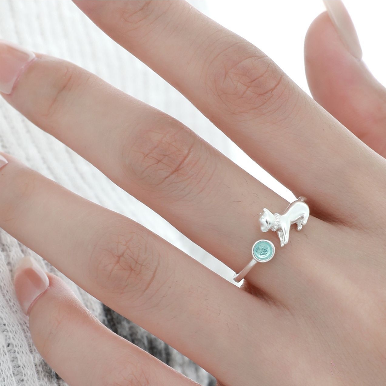 Minimalist Sterling Silver Blue Ring For Everyday Wear | Jentle Jewelry