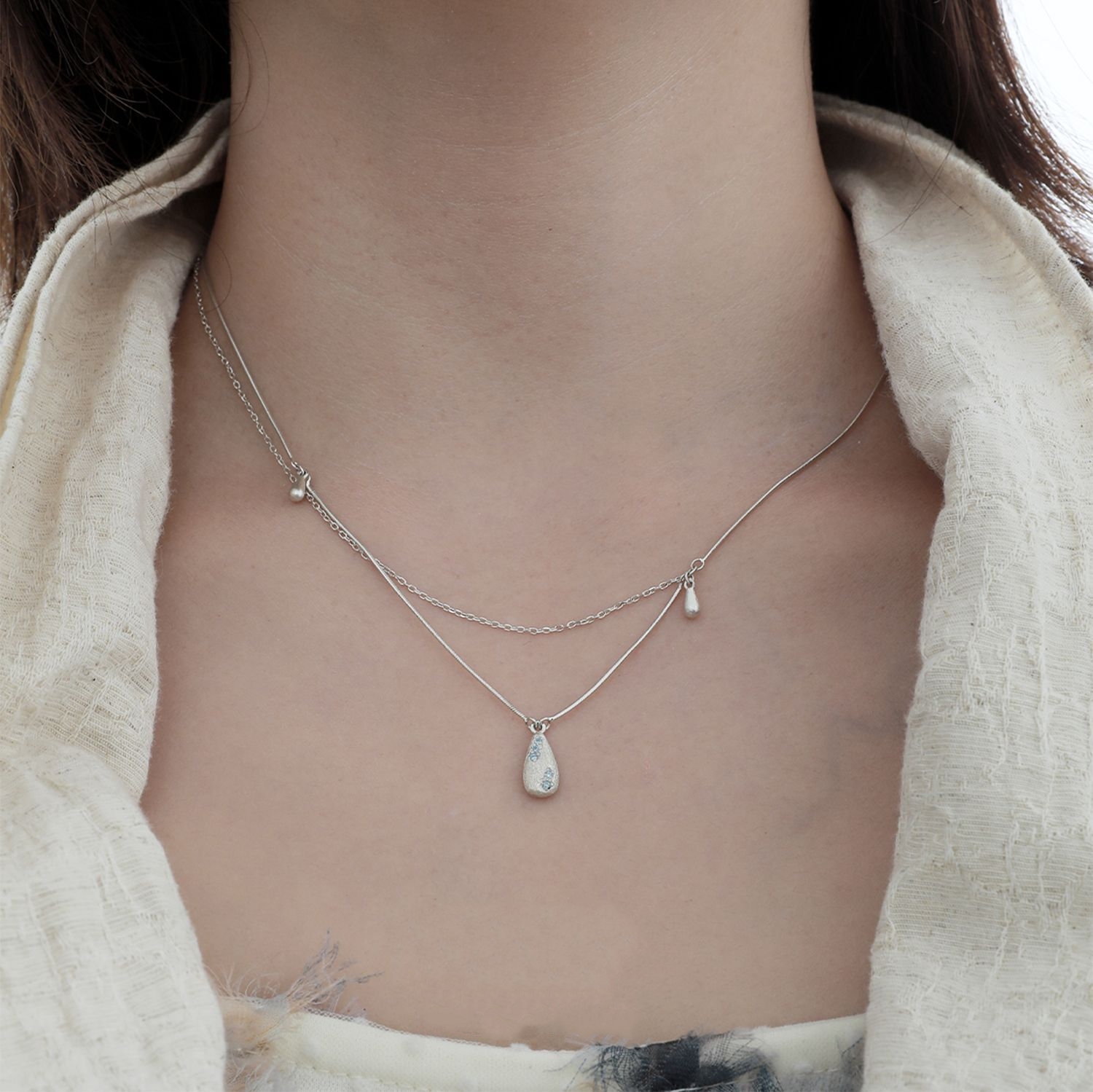 Dainty Water Drop Sterling Silver Necklace by Jentle Jewelry