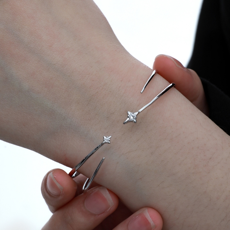 925 Sterling Silver Star Bangle | Jentle Jewelry