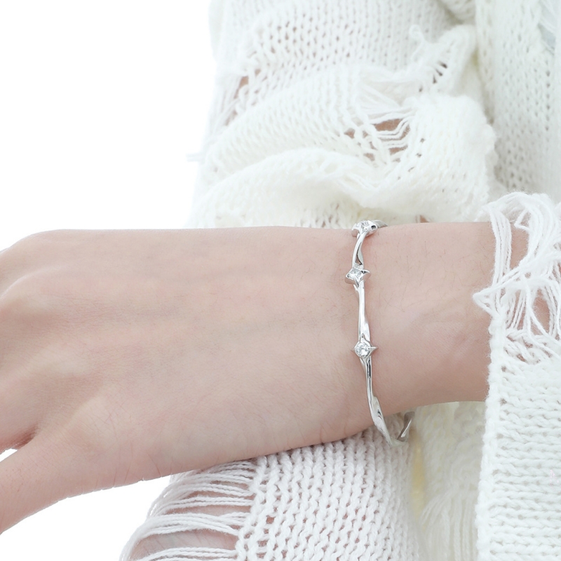 925 Sterling Silver Star Bangle | Jentle Jewelry