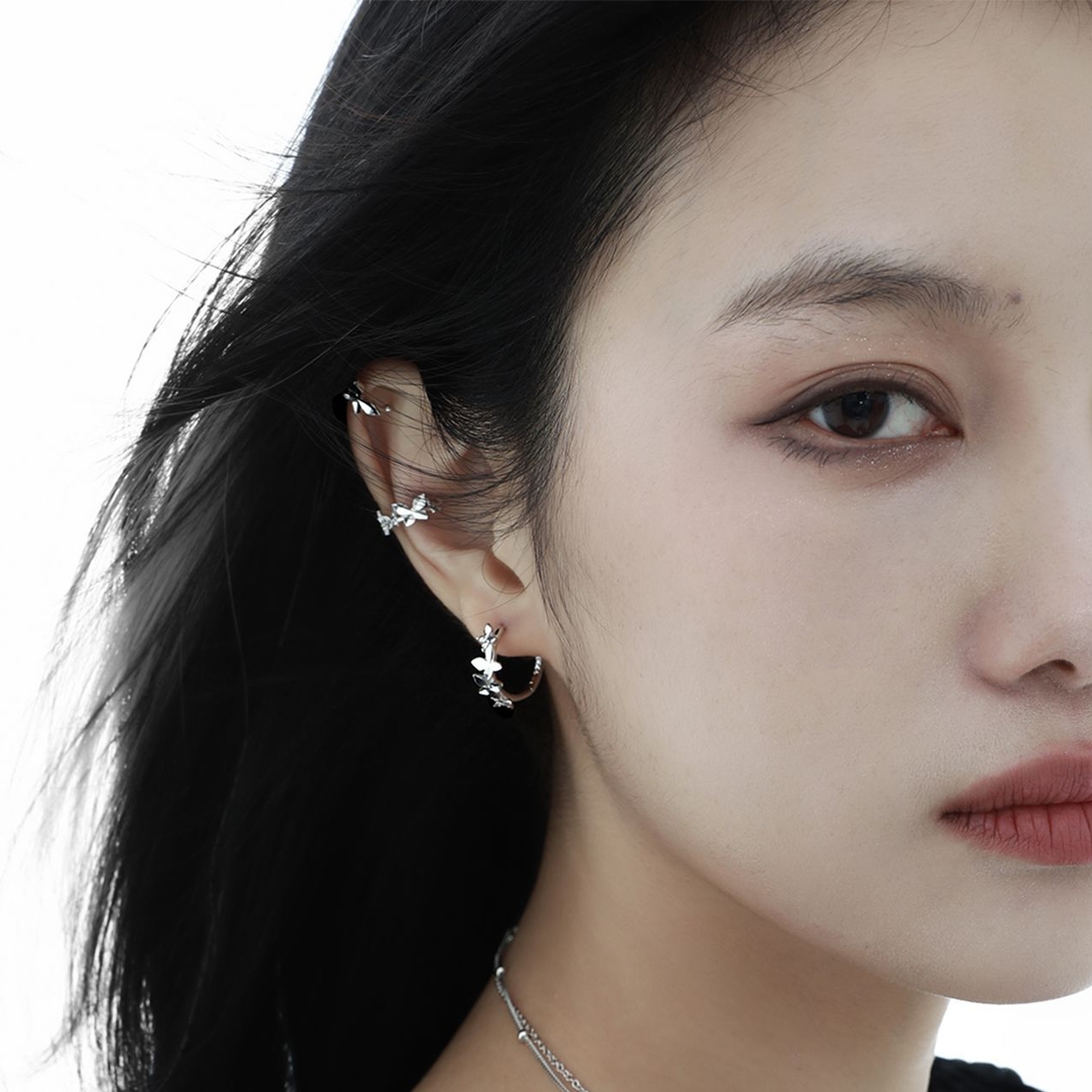 925 Sterling Silver Butterfly Ear Hoops | Jentle Jewelry