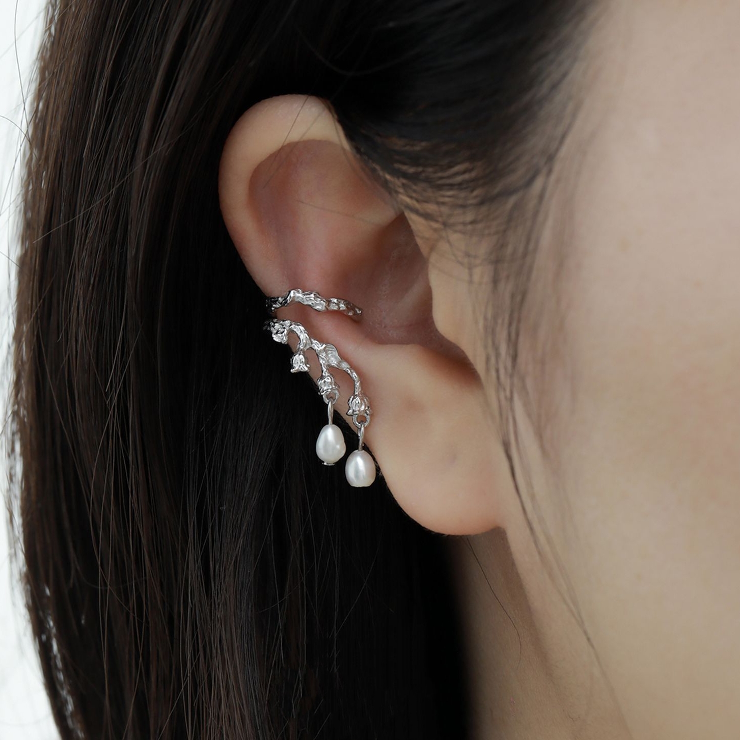 Silver Pearl Ear Cuffs | Jentle Jewelry