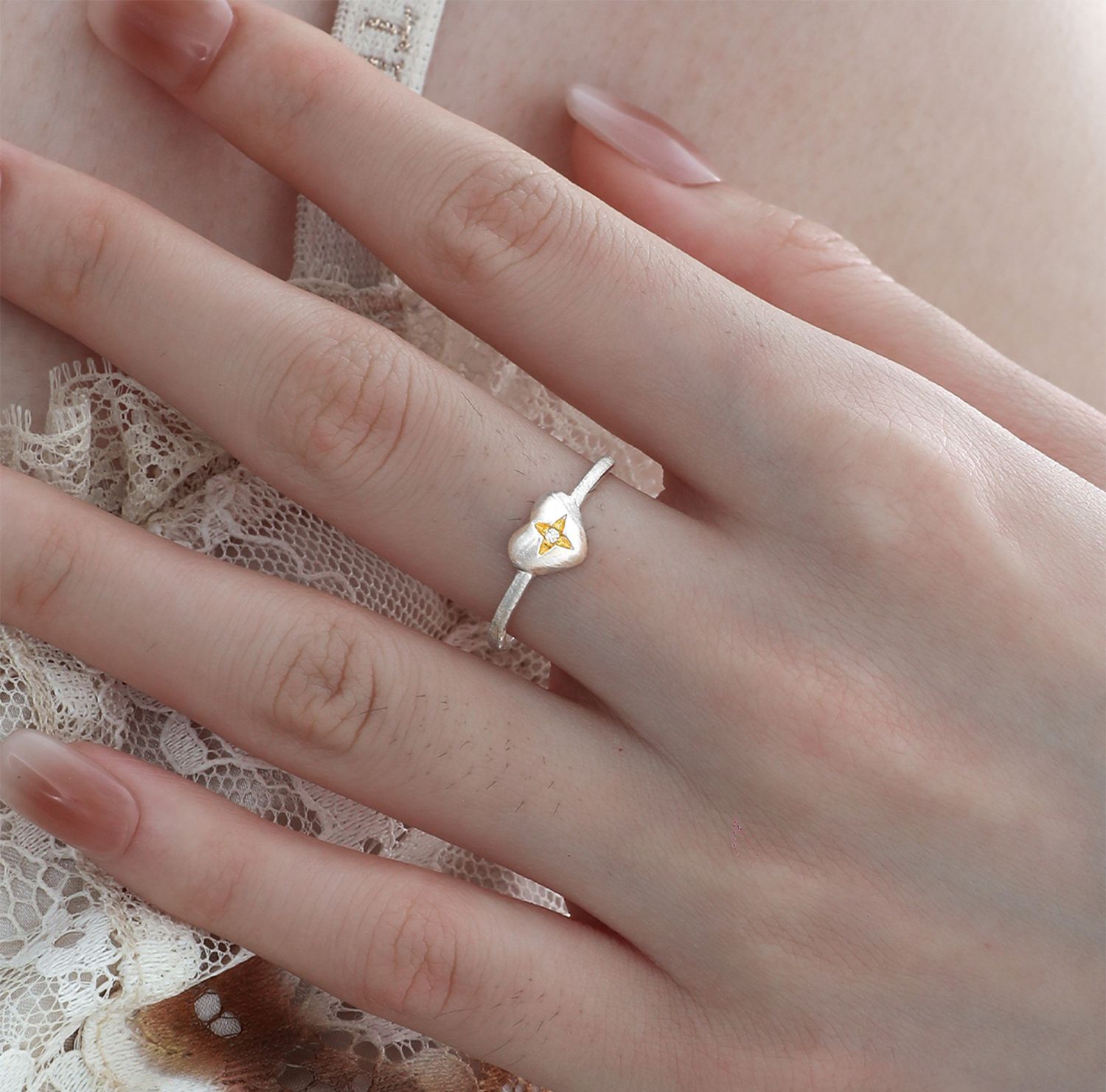 Silver Gold Star Heart Rings | Jentle Jewelry