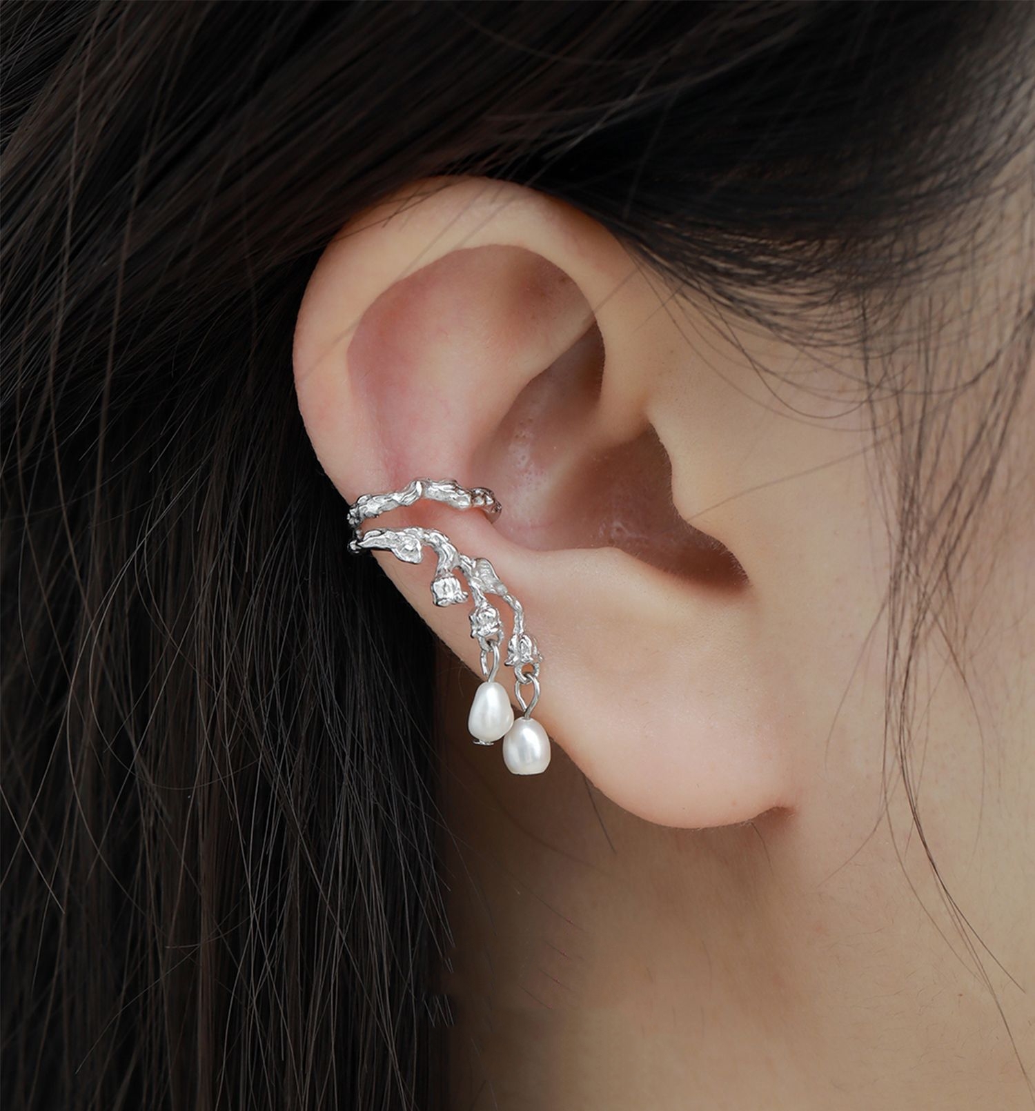 Silver Pearl Ear Cuffs | Jentle Jewelry