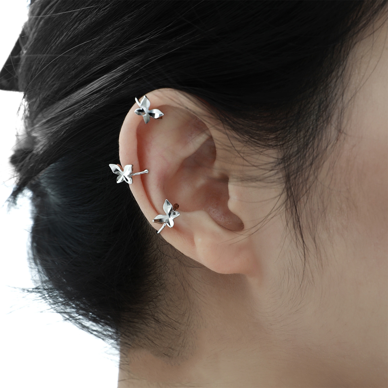 Lightweight Silver Ear Cuff Combo For Daily | Jentle Jwelry