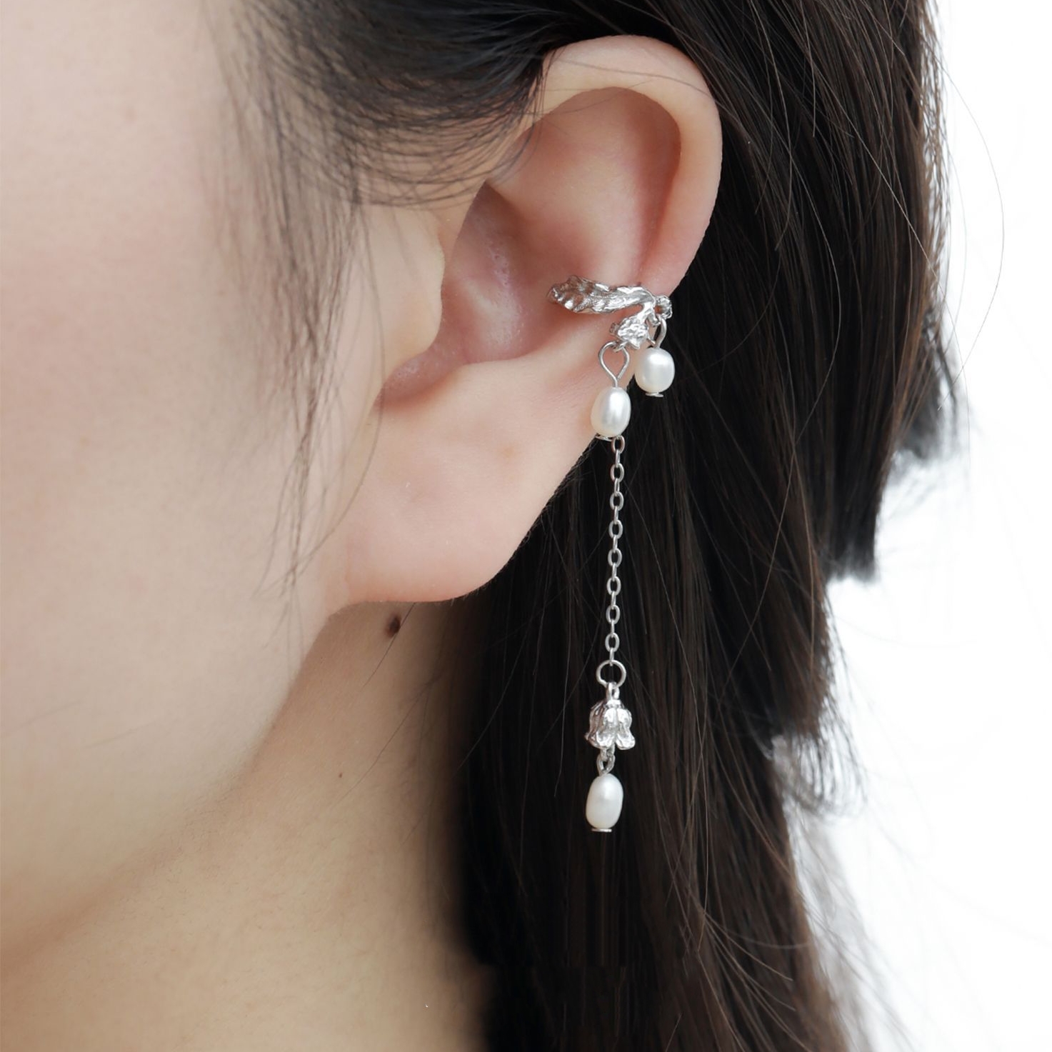 Silver Pearl Ear Cuffs | Jentle Jewelry