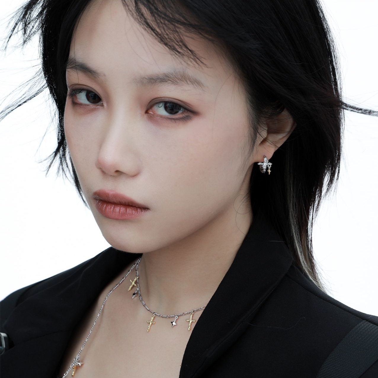 Sterling Silver Cross Ear Hoops | Jentle Jewelry