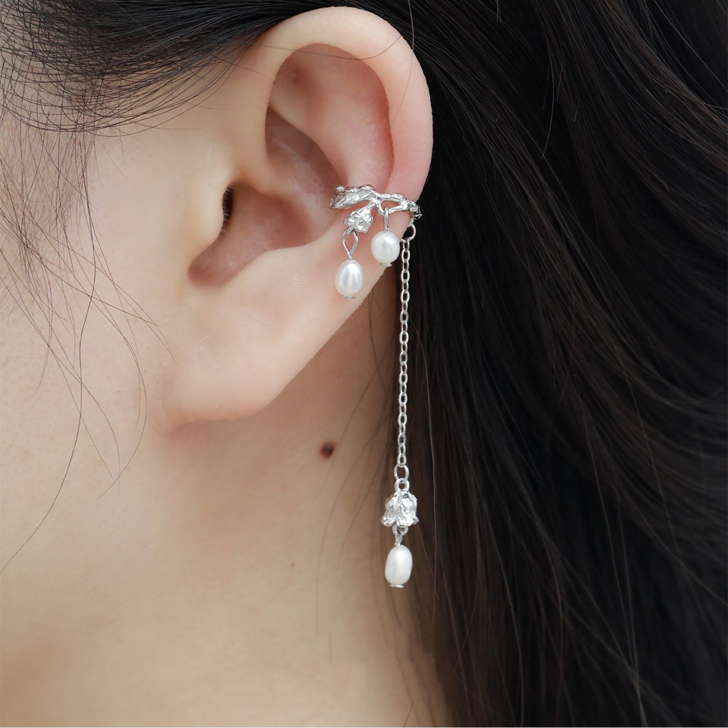 Silver Pearl Ear Cuffs | Jentle Jewelry