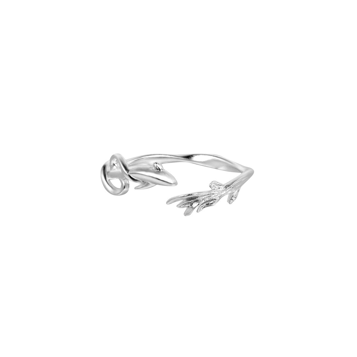 Sterling silver fish couple ring set female ring by Jentle Jewelry