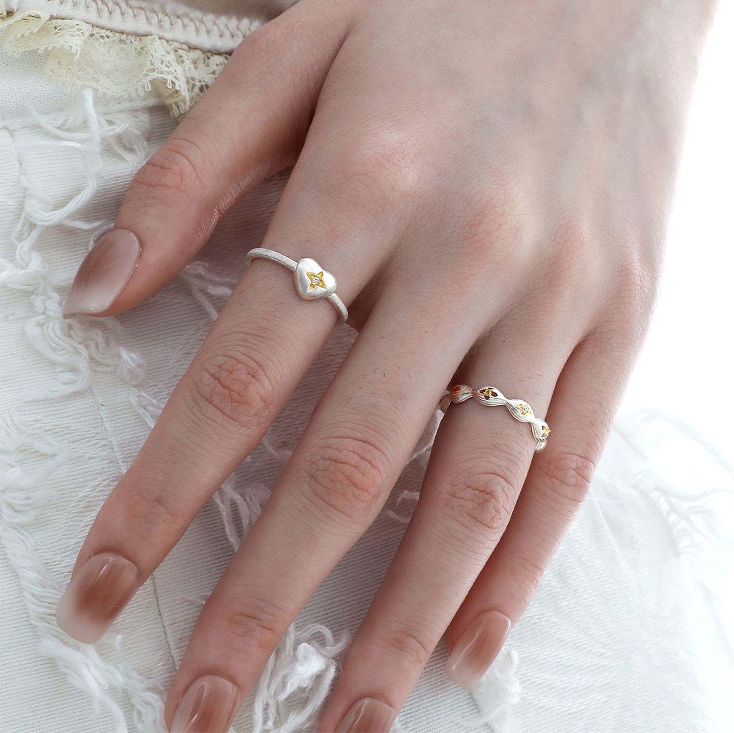 Silver Gold Star Heart Rings | Jentle Jewelry