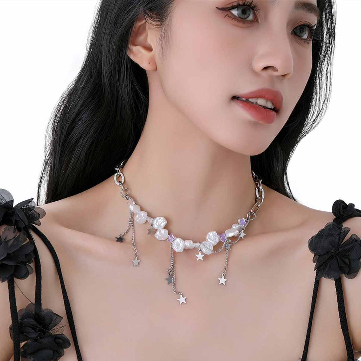 Star Pearl Silver Necklace | Jentle Jewelry