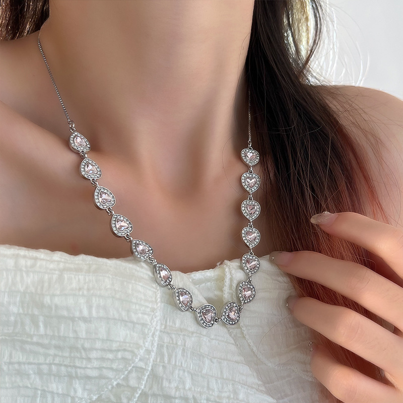 Pink Heart Silver Necklace | Jentle Jewelry