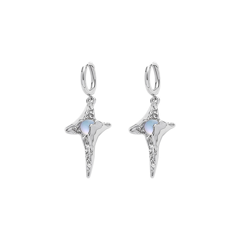 Moonstone Silver Ear Hoops | Jentle Jewelry