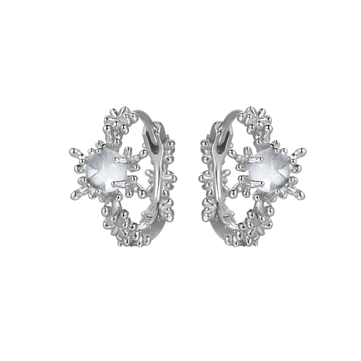 925 Sterling Silver Snowflake Ear Hoops | Jentle Jewelry