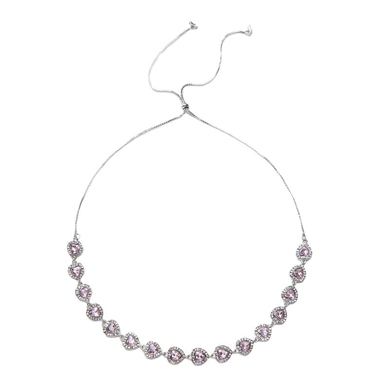 Pink Heart Silver Necklace | Jentle Jewelry