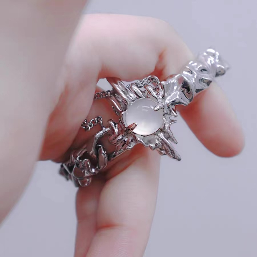 Moonstone Silver Bangle | Jentle Jewelry